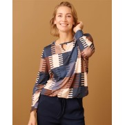 FOS shirt 7630 Mimi blok Navy print